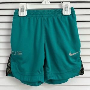Nike Elite Green and Black Mesh with Yellow Accent Athletic Shorts Boys 3T